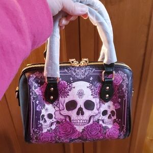 Skullette Mini Blood Rose Poison Plum Satchel